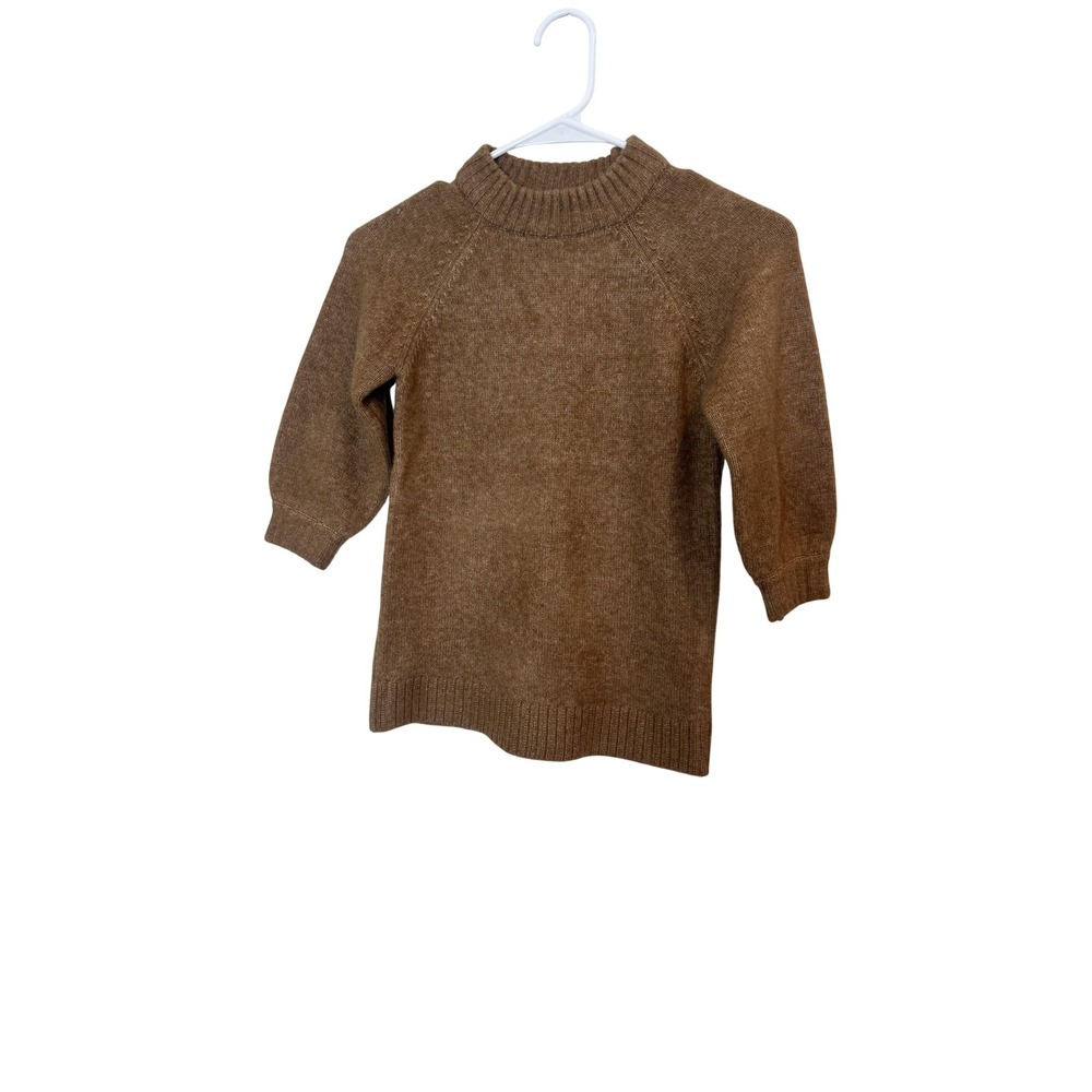 Zara Sweater Kids 3-4 Years Brown Knit Mock Neck Pullover Cozy Warm Winter